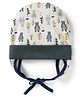 OHMS Single Jersey Knit Baby Caps With Bear Print Grey - Diameter 16 cm