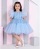 Ministitch Net Woven Frill Sleeves Sequin Embellished Dress - Blue
