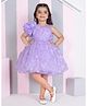 Ministitch Net Woven One Shoulder Sleeves Butterfly Applique Detailed Dress - Lavender