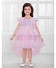 Ministitch Net Woven Frill Sleeves Sequin Embellished  Dress - Pink