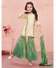 Ministitch Chanderi Woven Three Fourth Sleeves Mirror Work Embroidered Kurti & Sharara Set With Dupatta - Cream