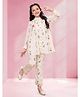 Ministitch Crinkle Crepe Woven Full Sleeves Floral Embroidered Top & Palazzo - Cream