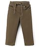 Babyhug Denim Full Length Solid Jeans With Stretch - Olive