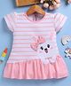 TOONYPORT Cotton Knit Half Sleeves Bunny Patch Detailed Dress - Pink