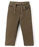 Babyhug Denim Full Length Solid Jeans With Stretch - Olive