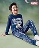 Honeyhap Marvel Single Jersey Knit  Full Sleeve T-shirt & Pyjama Night Suit With Spider Man Graphic & Text Print - Blue