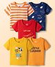 Doodle Poodle Single Jersey Knit Half sleeves T-Shirts with Vehicle & Text Print Pack of 5 - Navy Blue Red Yellow
