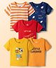 Doodle Poodle Single Jersey Knit Half sleeves T-Shirts with Vehicle & Text Print Pack of 5 - Navy Blue Red Yellow