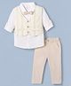 Child World Textile Woven Full Sleeves 3 Piece Party Suit with Bow - Cream