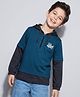 Arias 100% Cotton Knit Hooded Full Sleeves T-Shirt With Star Print - Teal Blue
