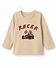 Doodle Poodle Single Jersey Knit Full Sleeves T-Shirt with Racing Car Graphic - Cream