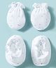 Bubble Pop Interlock Knit Mitten & Booties Set With Star & Moon Print - White