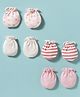Bubble Pop Interlock Knit Striped Mitten & Booties Set With Heart Print Pack of 4 - Multicolor