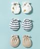 Bubble Pop Interlock Knit  Striped Mitten & Booties Set With Animal Print Pack of 3 - Multicolor