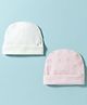 Bubble Pop Interlock Knit Baby Caps With Floral Print Pack of 2 Multicolor - Diameter 9 cm