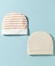 Bubble Pop Interlock Knit Striped Baby Caps Pack of 2 Multicolor - Diameter 9 cm