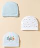 Bubble Pop Interlock Knit Printed Baby Caps With Text Print Pack of 3 Multicolor - Diameter 9 cm