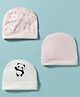 Bubble Pop Interlock Knit Baby Caps With Heart & Animal Print Pack of 3 Multicolor - Diameter 11 cm