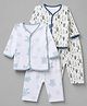 OHMS Single Jersey Knit Full Sleeves Co-Ords T-Shirt & Pyjama Night Suit with Tortoise & Snow Bear Print Pack of 2  - White & Blue