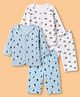 OHMS Single Jersey Knit Full Sleeves Co-Ords T-Shirt & Pyjama Night Suit with Nautical Theme Print Pack of 2 - Blue & White