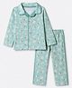 OHMS Single Jersey Knit Full Sleeves Shirt & Pyjama Night Suit Co-Ords Set With Floral & Bees Print - Light Blue