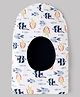 OHMS Single Jersey Knit Monkey Cap with Ocean Print White - Diameter 15 cm