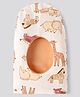OHMS Single Jersey Knit Monkey Cap With Animal Print Peach - Diameter 16 cm