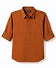Pine Kids Cotton Woven Full Sleeves Solid Colour Shirt-Rust Orange