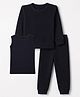 Babyhug Knit Full Sleeves Sando Vest & Pant Solid Thermal Inner Wear - Navy Blue