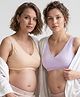 Bella Mama Cotton Elastane Knit Sleep Bra Polka Dot Print 38B Pack of 2 - Purple & Light Orange