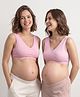Bella Mama Cotton Blend Knit Sleep Bra With Polka Dot Print 36B Pack of 2 - Purple & Light Pink