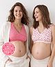 Bella Mama Cotton Elastane Knit Floral Printed Sleep Bra 36B Pack of 2 - White & Pink