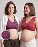 Bella Mama Cotton Elastane Knit Floral Printed Sleep Bra 42B Pack of 2 - Purple & Red