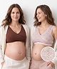 Bella Mama Cotton Elastane Knit Printed Sleep Bra 42B Pack of 2 - Brown & Pink