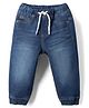 Babyhug Full Length Washed Denim Joggers With Stretch - Navy Blue
