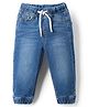 Babyhug Full Length Washed Denim Joggers With Stretch - Blue