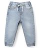 Babyhug Full Length Washed Denim Jogger With Stretch - Light Blue