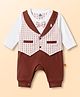 Mini Taurus Knit Full Sleeves Striped Party Romper with Attached Bow - Maroon