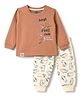 Mini Taurus Knit Full Sleeves Crocodile & Bear Printed T-shirt & Pajama Night Suit - Rust