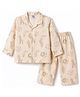 Mini Taurus Knit Full Sleeves Co-Ords Animals Printed Shirt & Pajama Night Suit - Cream