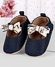 Cute Walk by Babyhug Velcro Closure Booties With Bow Applique - Navy Blue