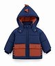 Bonfino Quilted Puffer Hooded Jacket with Full Sleeves and Dino Tail Spikes Pocket - Blue