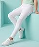 Pine Kids Cotton Lycra Knit Full Length Solid Colour Leggings -  White