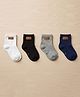 Kidofash Cotton Spandex Knit Pack Of 4 Classic Text Patch Applique Detailed Socks - Grey