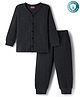 Babyhug Knit Full Sleeves Front Open Solid Colour Thermal Wear Set - Charcoal Grey