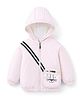 Bonfino Woven Raglan Full Sleeves Animal Printed Puffer Hooded Jacket With Functional Bag - Beige