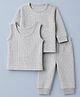 Babyhug Knit Full Sleeves Solid Colour Thermal Wear Set with Vest - Light Grey