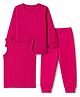 Babyhug Knit Full Sleeves Solid Colour Thermal Wear Set with Vest - Fuchsia