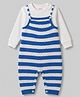 Babyhug  Knit Full Sleeves Striped Winter Wear Romper With Inner Tee- Blue