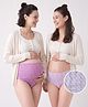 Bella Mama Cotton Elastane Knit High Coverage Panty Set With Floral Print Pack of 2 - Purple